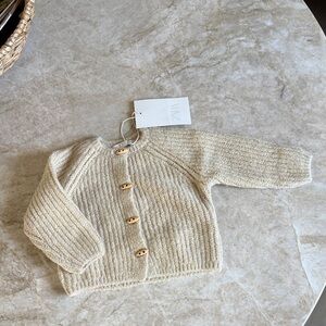 Zara Neutral Cream Knit Button-Up Cardigan